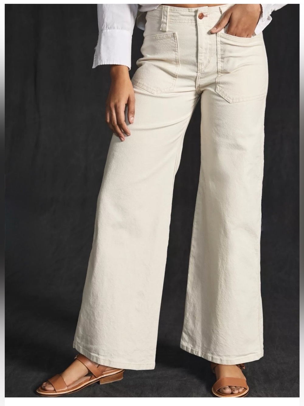 Pilcro The Carpenter Wide Leg Pants Size 25 Khaki Cream